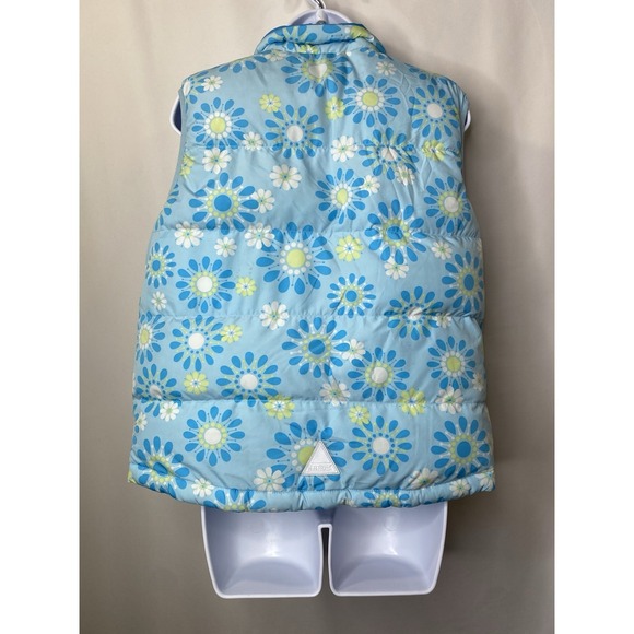 LL Bean Girls Goose Down Puffer Vest Size XL 18 Reversible Floral Cold Weather - Picture 5 of 11